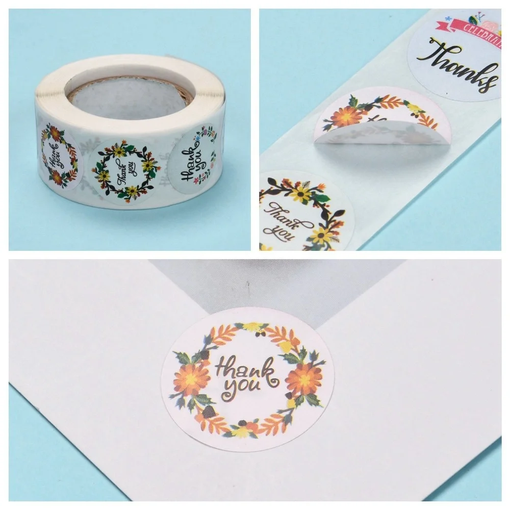 500 Floral Thank You Stickers